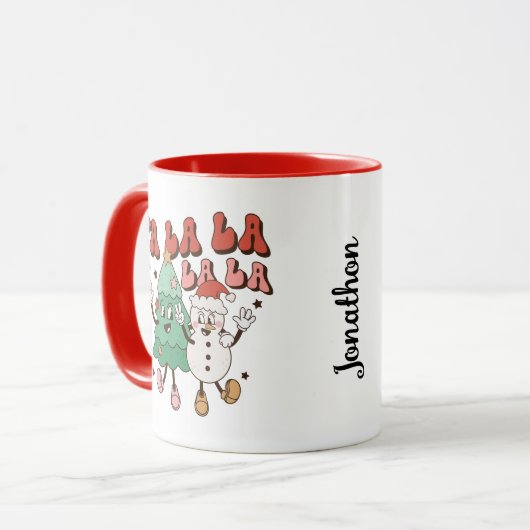 Grappige sneeuwman kerstboom Mok (Voorkant links)