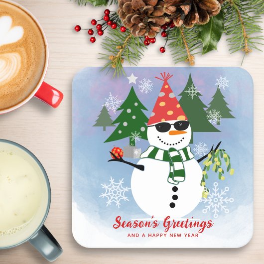 Grappige Sneeuwman Kerstfeest Party Onderzetter