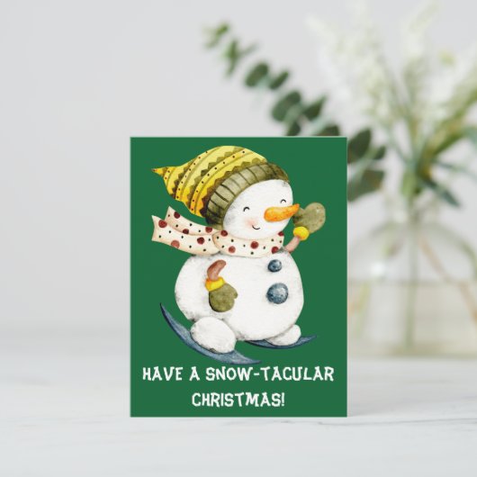 Grappige Sneeuwman Kerstkaart (Staand voorkant)