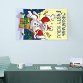 Grappige Sneeuwman Kerstman Kerstfeest Voeg het Ja Spandoek (Beurs)