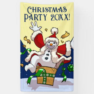 Grappige Sneeuwman Kerstman Kerstfeest Voeg het Ja Spandoek