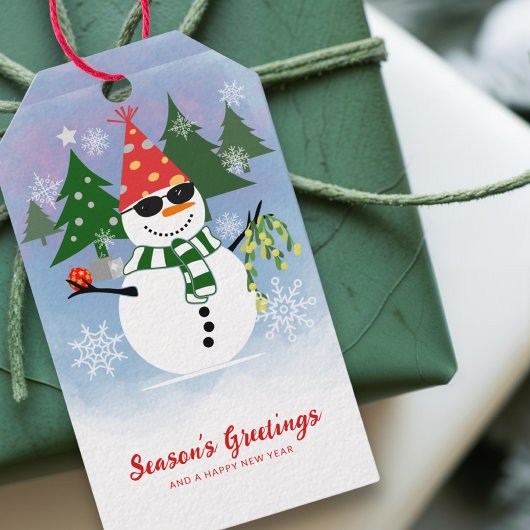 Grappige Sneeuwman Kerstmis Cadeaulabel