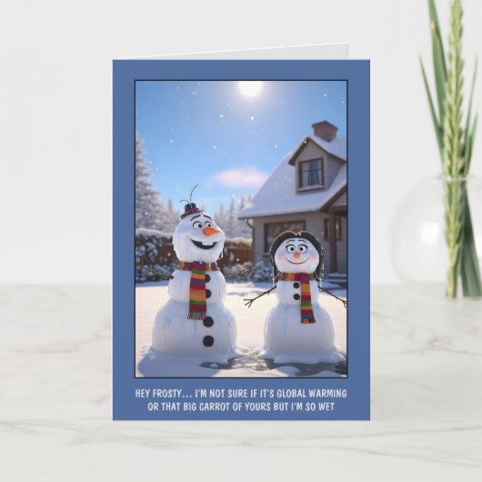 Grappige Sneeuwman Kerstmis met de Opwarming van d Kaart (Voorkant)