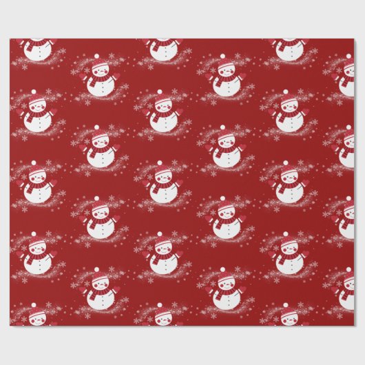 "Grappige Sneeuwman" Kerstthema Cadeaupapier (Vlak)