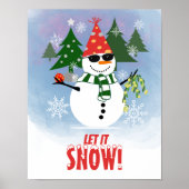 Grappige Sneeuwman Laat het Sneeuwen Kerstposter Poster (Voorkant)