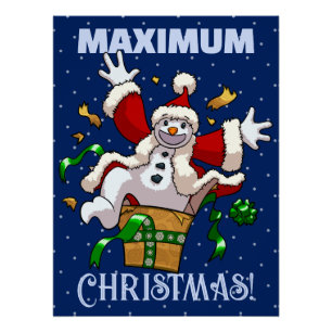 Grappige Sneeuwman Maximaal Kerst Surprise Cartoon Perfect Poster