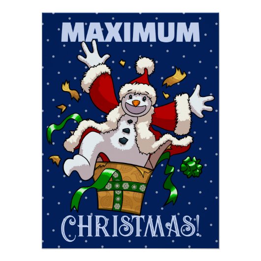 Grappige Sneeuwman Maximaal Kerst Surprise Cartoon Perfect Poster (Voorkant)