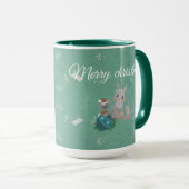 grappige sneeuwman met schattige bunnieten Mok (Voorkant rechts)