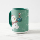 grappige sneeuwman met schattige bunnieten Mok (Voorkant links)