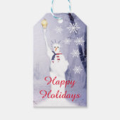 Grappige sneeuwman patriottische Amerikaanse Kerst Cadeaulabel (Voorkant)