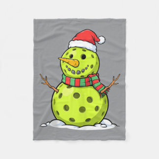 Grappige Sneeuwman Pickleball Liefhebber Kerst Cad Fleece Deken