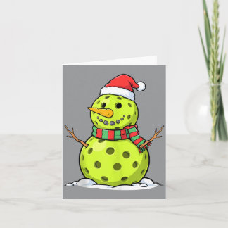 Grappige Sneeuwman Pickleball Liefhebber Kerst Cad Kaart