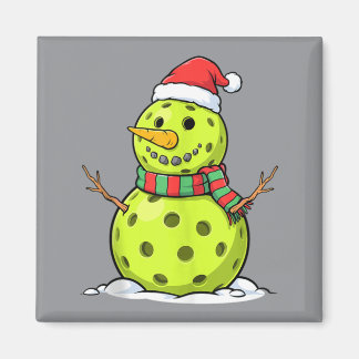 Grappige Sneeuwman Pickleball Liefhebber Kerst Cad Magneet