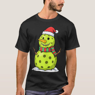 Grappige Sneeuwman Pickleball Liefhebber Kerst Cad T-shirt