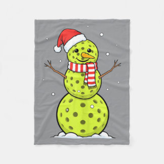 Grappige Sneeuwman Pickleball Liefhebber Kerstcade Fleece Deken