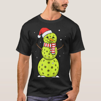 Grappige Sneeuwman Pickleball Liefhebber Kerstcade T-shirt