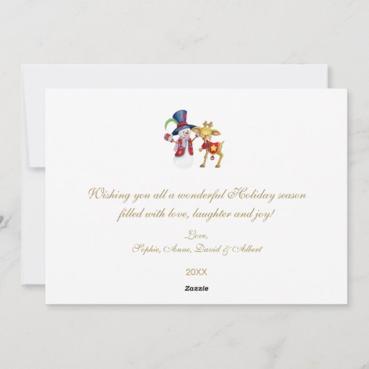 Grappige Sneeuwman Pinguïn Goud Glitters Vrolijk K Feestdagenkaart (Achterkant)