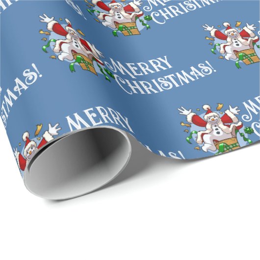 Grappige Sneeuwman Prettig Kerstmis Verrassing Car Cadeaupapier (Rol Hoek)