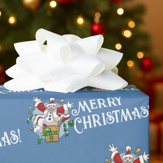 Grappige Sneeuwman Prettig Kerstmis Verrassing Car Cadeaupapier