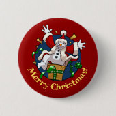 Grappige Sneeuwman Prettig Kerstmis Verrassing Car Ronde Button 5,7 Cm (Voorkant)