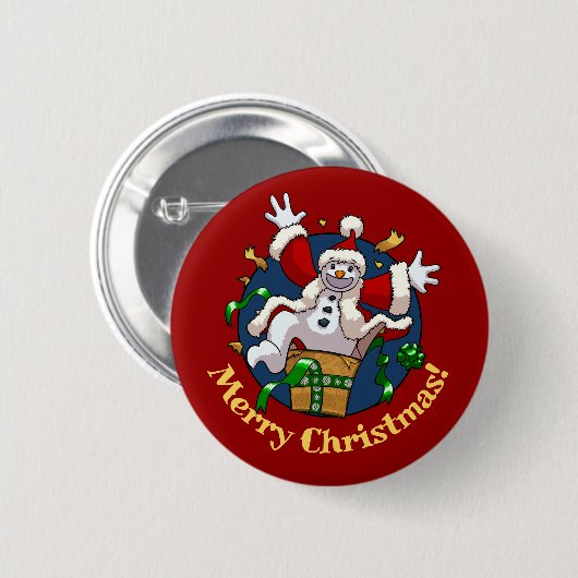 Grappige Sneeuwman Prettig Kerstmis Verrassing Car Ronde Button 5,7 Cm (Voorkant /achterkant)