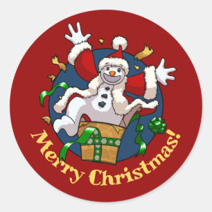 Grappige Sneeuwman Prettig Kerstmis Verrassing Car Ronde Sticker