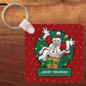 Grappige Sneeuwman Prettig Kerstmis Verrassing Car Sleutelhanger (Voorkant)