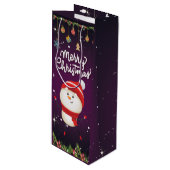 Grappige Sneeuwman Prettig Kerstmis Wijn Cadeautas (Voorkant Gekanteld)