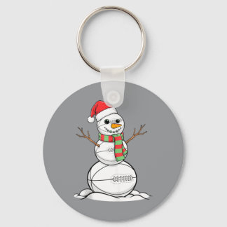 Grappige Sneeuwman Rugby Fan Kerst Cadeau Mannen V Sleutelhanger