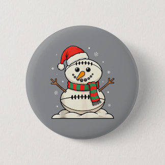Grappige Sneeuwman Rugby Fan Kerstcadeau Mannen Vr Ronde Button 5,7 Cm
