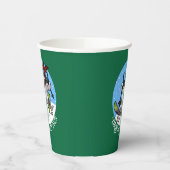 Grappige sneeuwman skiën kerstfeest jaar Cartoon Papieren Bekers (Links)