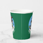 Grappige sneeuwman skiën kerstfeest jaar Cartoon Papieren Bekers (Rechts)