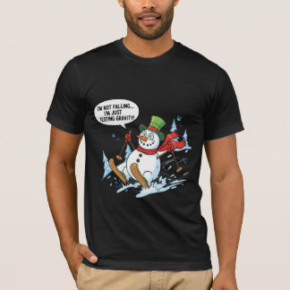 Grappige Sneeuwman Test Zwaartekracht – Winter Ski T-shirt