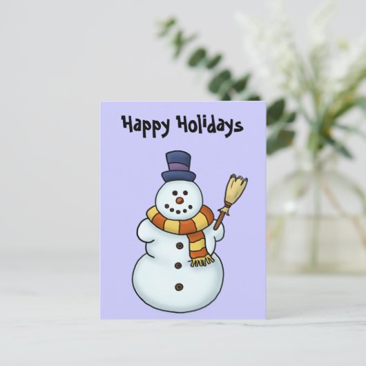 Grappige sneeuwman wintervakantie feestdagenkaart (Staand voorkant)
