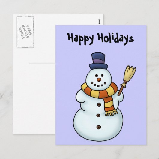 Grappige sneeuwman wintervakantie feestdagenkaart (Voorkant / Achterkant)