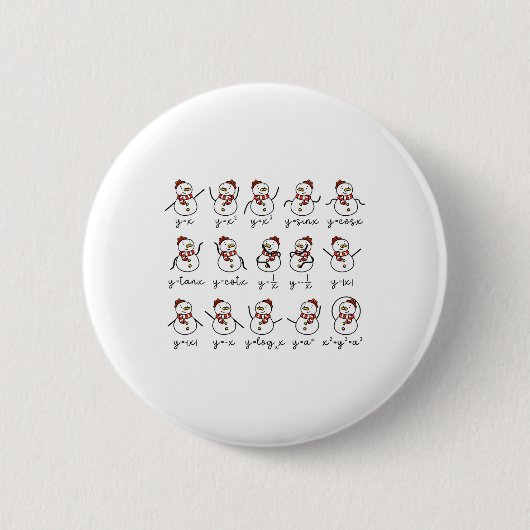Grappige sneeuwman Wiskunde docent Kerst Ronde Button 5,7 Cm (Voorkant)