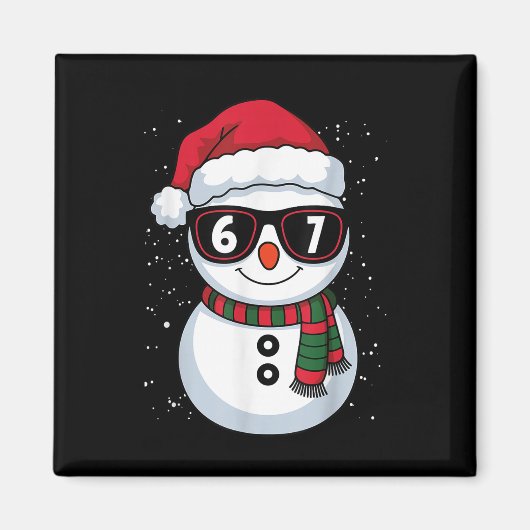 Grappige Sneeuwman Zes Zeven Kerstmis 67 Meme Gen Magneet (Voorkant)