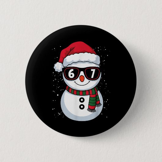 Grappige Sneeuwman Zes Zeven Kerstmis 67 Meme Gen  Ronde Button 5,7 Cm (Voorkant)