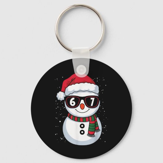 Grappige Sneeuwman Zes Zeven Kerstmis 67 Meme Gen Sleutelhanger (Voorkant)