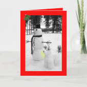 Grappige sneeuwmanKerstmis Feestdagen Kaart (Voorkant)