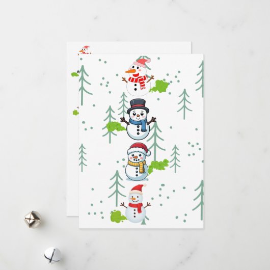 Grappige Sneeuwmannen die een Scheet Laten Feestdagenkaart (Voorkant / Achterkant in situ)