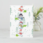 Grappige Sneeuwmannen die een Scheet Laten Feestdagenkaart (Staand voorkant)