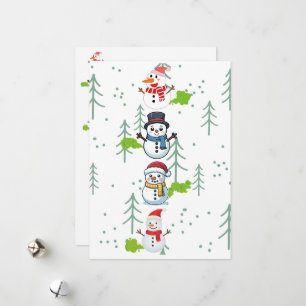 Grappige Sneeuwmannen die Scheten Laten Feestdagenkaart