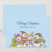 Grappige Sneeuwmannen Gelukkig Feest Kerstkaart (Voorkant / Achterkant)