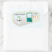 Grappige sneeuwpop bij dokter's kantoor rechthoekige sticker (Tas)