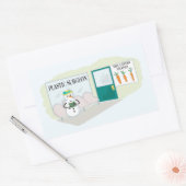 Grappige sneeuwpop bij dokter's kantoor rechthoekige sticker (Envelop)