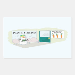Grappige sneeuwpop bij dokter's kantoor rechthoekige sticker