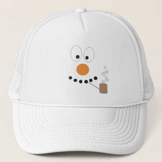 Grappige sneeuwpop gezicht Schattigee Cartoon Trucker Pet (Voorkant)