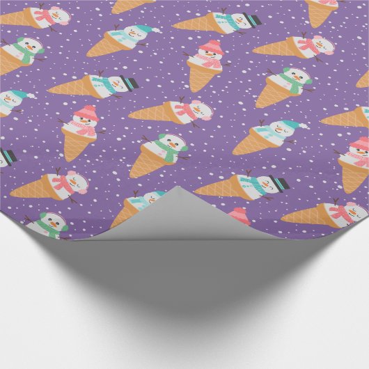 Grappige sneeuwpop sneeuw kegel winter vakantie of cadeaupapier (Hoek)