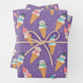 Grappige sneeuwpop sneeuw kegel winter vakantie of inpakpapier vel (In situ)